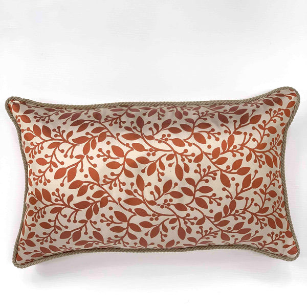 Cuscino in Seta Jacquard Cm 30x50 disegno ramage colore Arancio Cod 48 –  Slowconcept