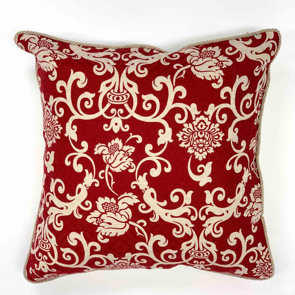 Printed cotton and linen sofa cloth, red baroque Cod 506