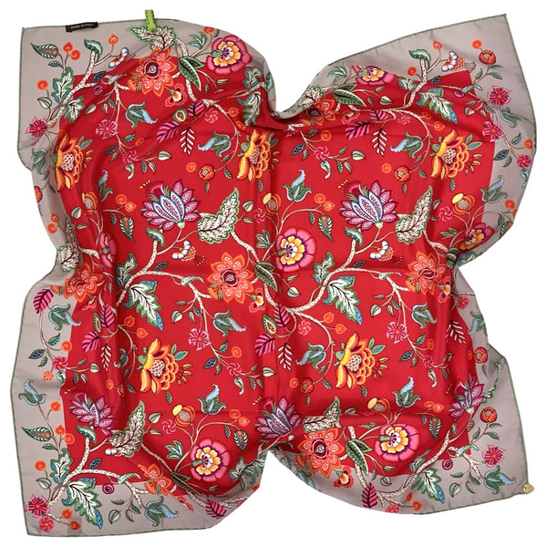 Foulard in pura seta con disegno tropicale color lilla