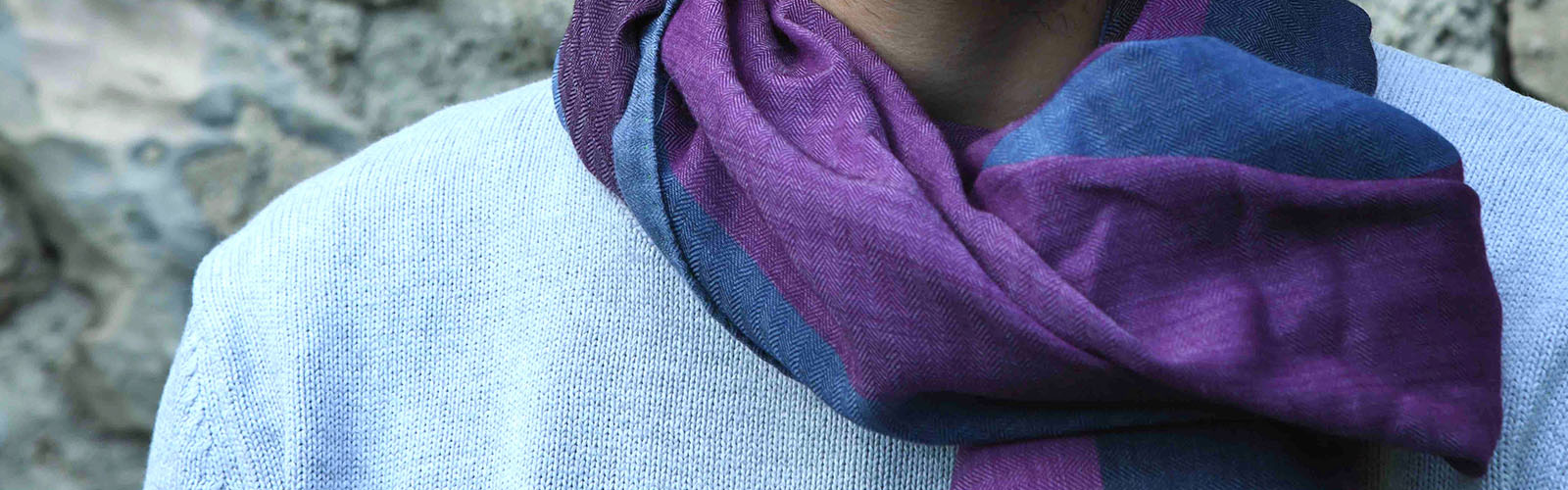 Sciarpa Cashmere/lana Stampata Motivo Elefanti - Grigio Verde/blu - Foto 7