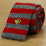 cravatta a maglia barrata cashmere lana rosso grigio