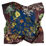 Foulard in Pura Seta con Stampa Fiori di Porcellana - 1102