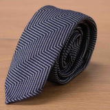 Cravatta Chewronne in seta lana Jacquard blu - 1005