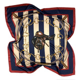 Foulard in Pura Seta con Stampa Sella e Righe Blu - 1020