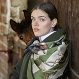 Foulard in Pura Seta con Stampa Sella e Righe Verdi - 1021
