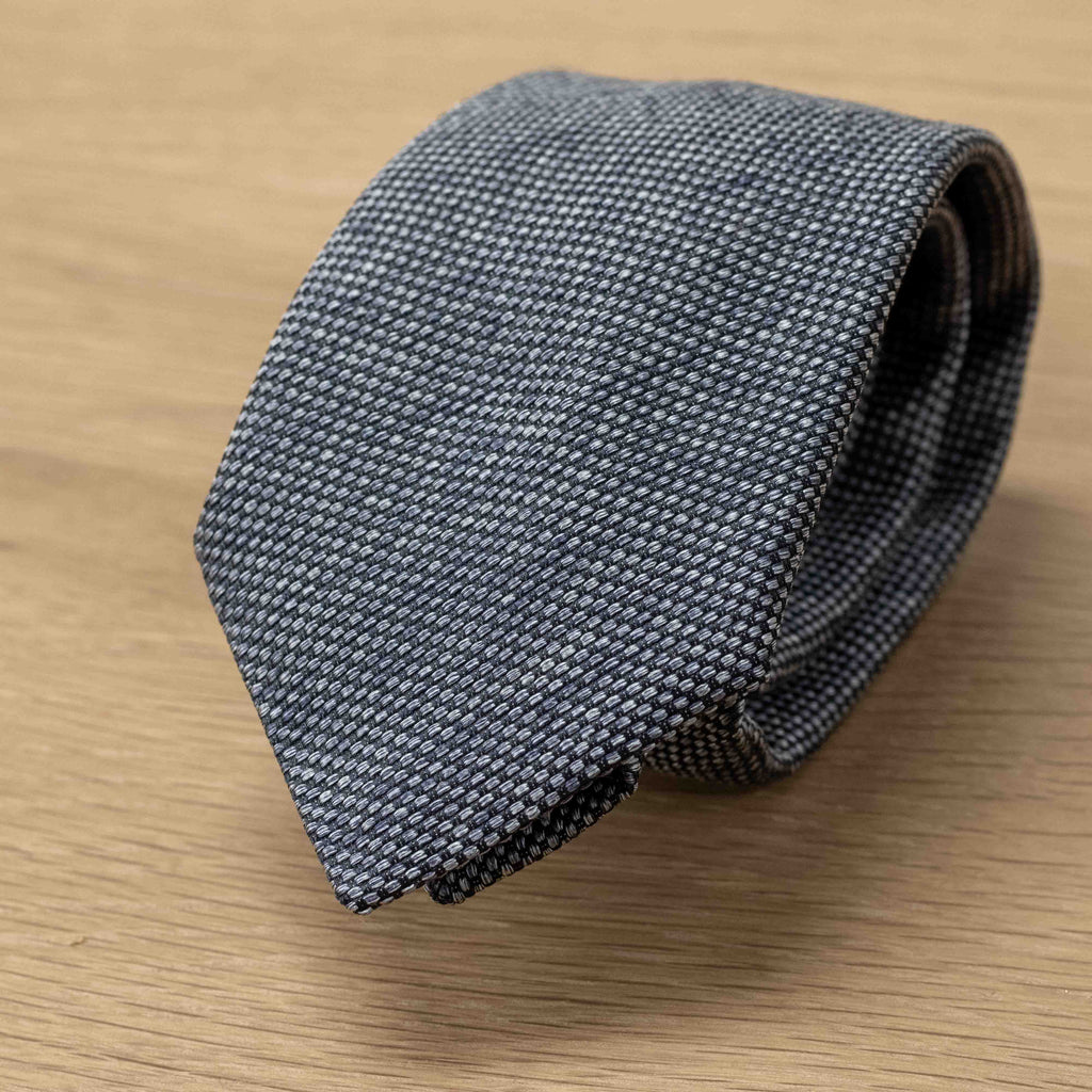 Cravatta Jacquard Blu mélange in pura seta - 1086