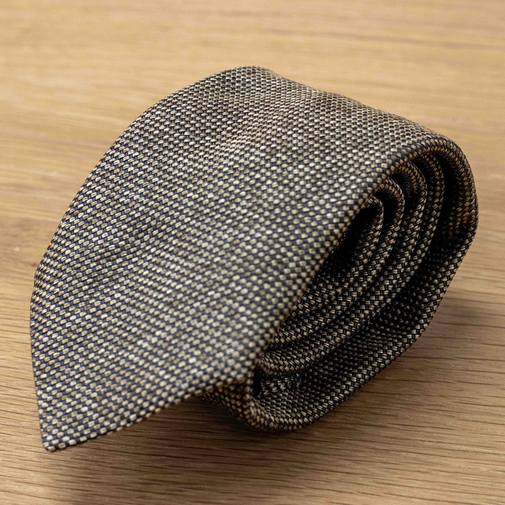 Cravatta Jacquard Beige mélange in pura seta - 1087