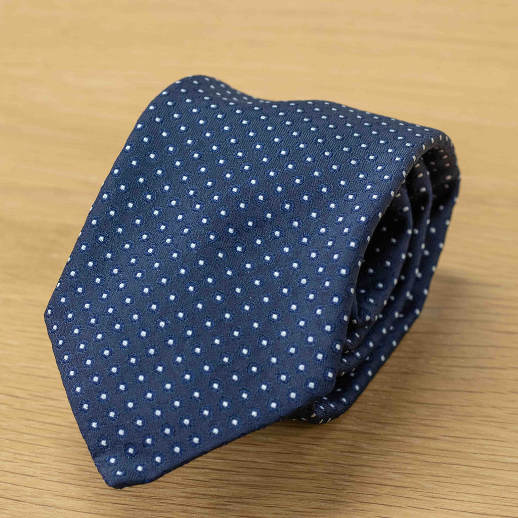 Cravatta Pois Blu Navy in pura seta - 1094