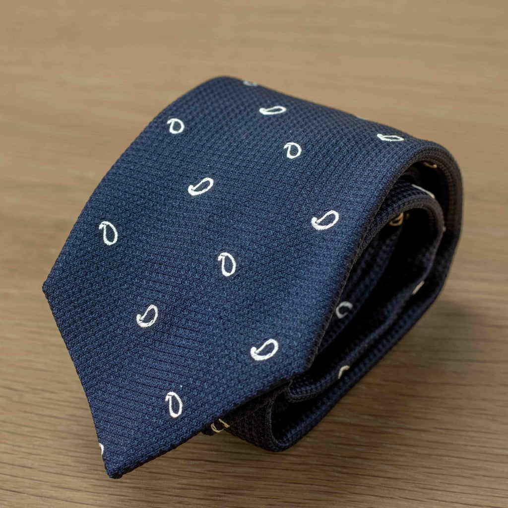 Cravatta Palmetta Navy in pura seta - 1097