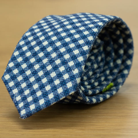 cravatta disegno vichy blu made in italy fatta a mano 