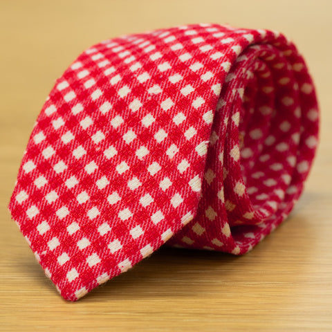 cravatta in bourette di seta stampata disegno moderno rosso made in italy