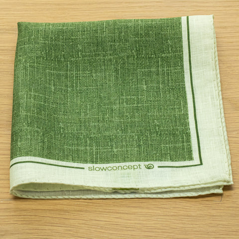 fazzoletto da taschino in lino stampato disegno texture colore verde 