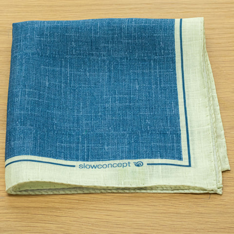 fazzoletto da taschino in lino stampato colore blu