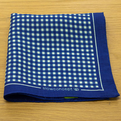fazzoletto da taschino in lino stampato colore blu
