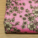 pochette stampata in lino disegno fiore colore rosa lilla