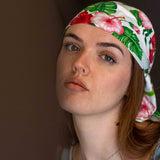 Foulard pura Seta Cm 70x70 stampa Tropical colore Bianco Cod 162
