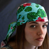 Foulard pura Seta Cm 70x70 stampa Tropical colore Acqua Cod 163