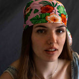 Foulard pura Seta cm 70x70 stampa tropical colore Rosa Cod 164