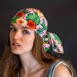 Foulard pura Seta cm 70x70 stampa tropical colore Rosa Cod 164