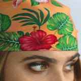 Foulard pura Seta cm 70x70 stampa Tropical colore Arancio chiaro Cod 165