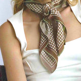 Foulard pura Seta cm 70x70 stampa disegno Vichy colore Beige Cod 170