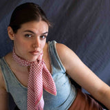 Foulard pura seta Cm 70x70 stampa disegno Vichy colore Rosato 171