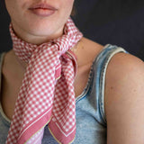 Foulard pura seta Cm 70x70 stampa disegno Vichy colore Rosato 171