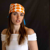 Foulard pura Seta Cm 70x70 Stampa Pois, Azzurro e Arancione Cod 262