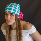 Foulard pura Seta cm 70x70 stampa Pois, Fuxia e Turchese Cod 263