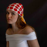 Foulard pura Seta cm 70x70 stampa Pois, Giallo e Rosso Cod 264
