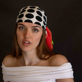 Foulard pura Seta cm 70x70 stampa Pois, Rosso e Nero Cod 265