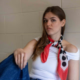 Foulard pura Seta cm 70x70 stampa Pois, Rosso e Nero Cod 265