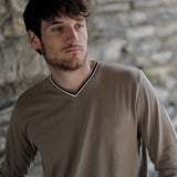 “SLOW” TAUPE SWEATER IN PURE COTTON LONG SLEEVE 288-289-290-291