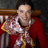 Foulard pura Seta Cm 90x90 Stampa Paisley cornice Giallo Cod 299