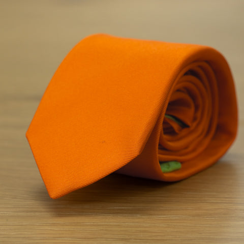 cravatta unita cerimonia colore arancione pura seta Jacquard made in Italy