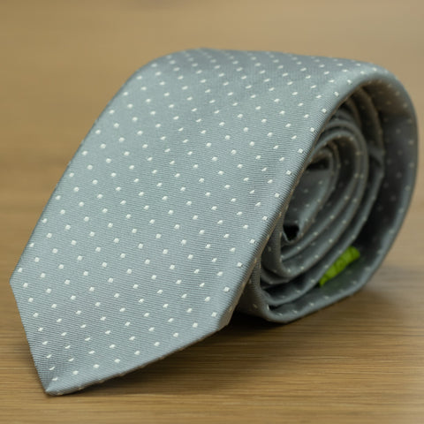 cravatta cerimonia classica pois colore grigio pura seta made in Italy Jacquard