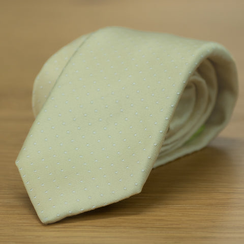 cravatta cerimonia ecru pois pura seta made in Italy tessuto Jacquard