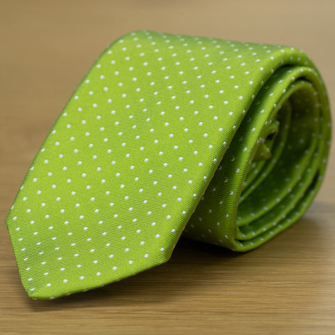 cravatta cerimonia pois verde pura seta made in Italy Jacquard