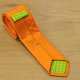 cravatta made inItaly pura seta cerimonia Jacquard disegno pois colore arancione