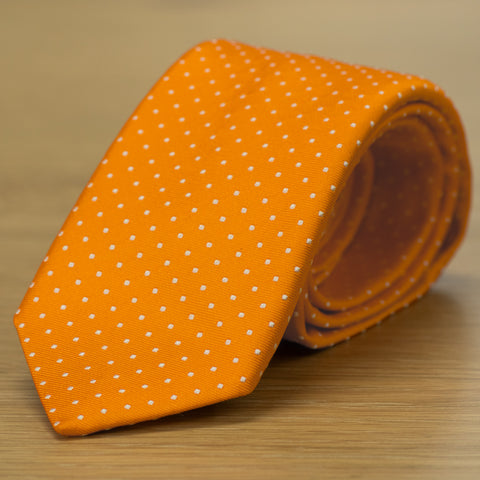 cravatta cerimonia arancione in pura seta pois Jacquard 