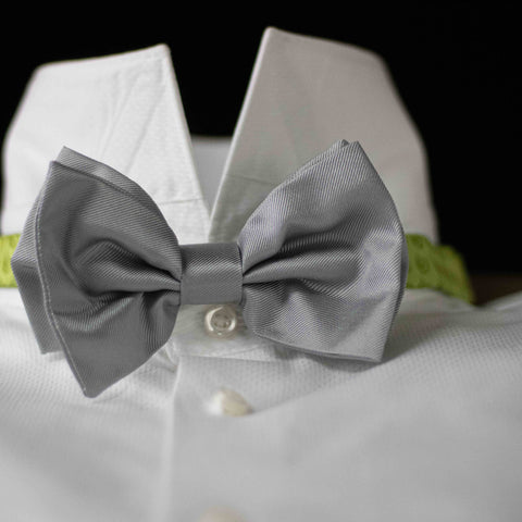 PURE SILK FORMALWEAR SOLID GREY BOW TIE CM 12X7 COD 318