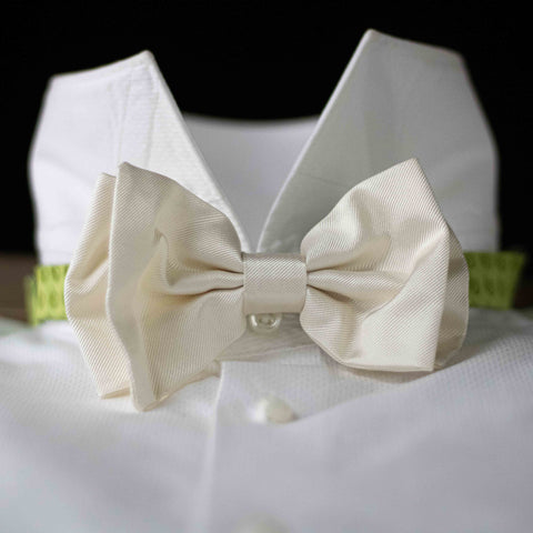 PURE SILK FORMALWEAR SOLID WHITE BOW TIE CM 12X7 COD 319