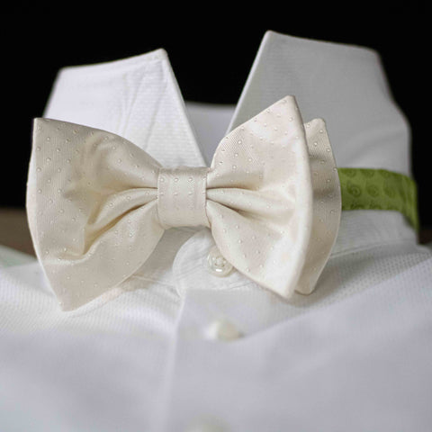 PURE SILK FORMALWEAR DOT WHITE BOW TIE CM 12X7 COD 326