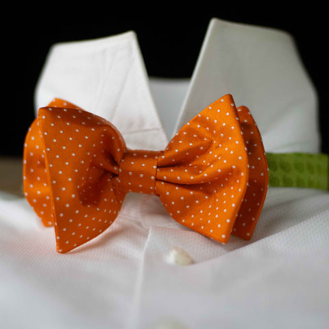 PURE SILK FORMALWEAR DOT ORANGE BOW TIE CM 12X7 COD 330