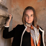 PURE SILK PRINTED SCARF CM 90X90 COLOR RUST COD 340