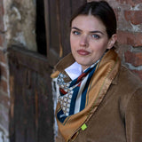 Foulard pura Seta Cm 90x90 stampa Cornici colore Ruggine e Petrolio Cod 345