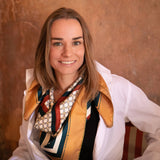 Foulard pura Seta Cm 90x90 stampa Cornici colore Ruggine e Petrolio Cod 345