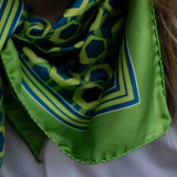 Foulard pura seta Cm 70x70 Stampa geo'70 colore Verde Cod 358