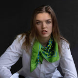 Foulard pura seta Cm 70x70 Stampa geo'70 colore Verde Cod 358