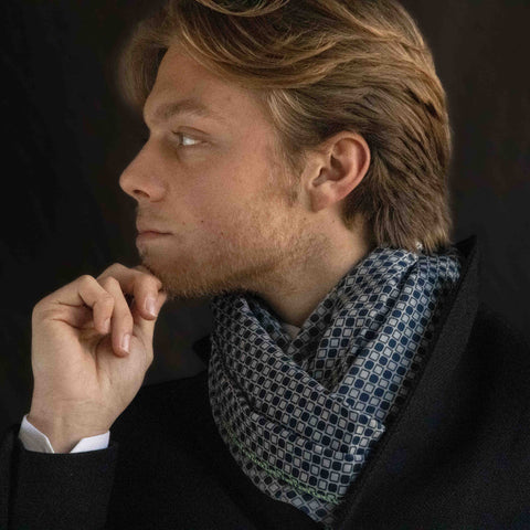 Fazzoletto Da Collo Uomo In Seta - Foulard Elegante Bandana Quadrato 53x53 Cm - Foto 5